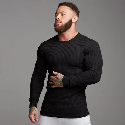 Slim Fit Pullover | Gerippt | Langarm | Strickpullover | Herrenbekleidung-HauteBerlin