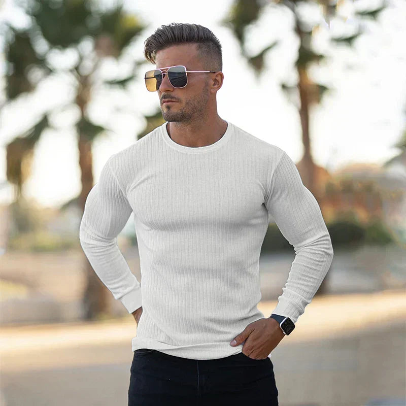 Slim Fit Pullover | Gerippt | Langarm | Strickpullover | Herrenbekleidung-HauteBerlin
