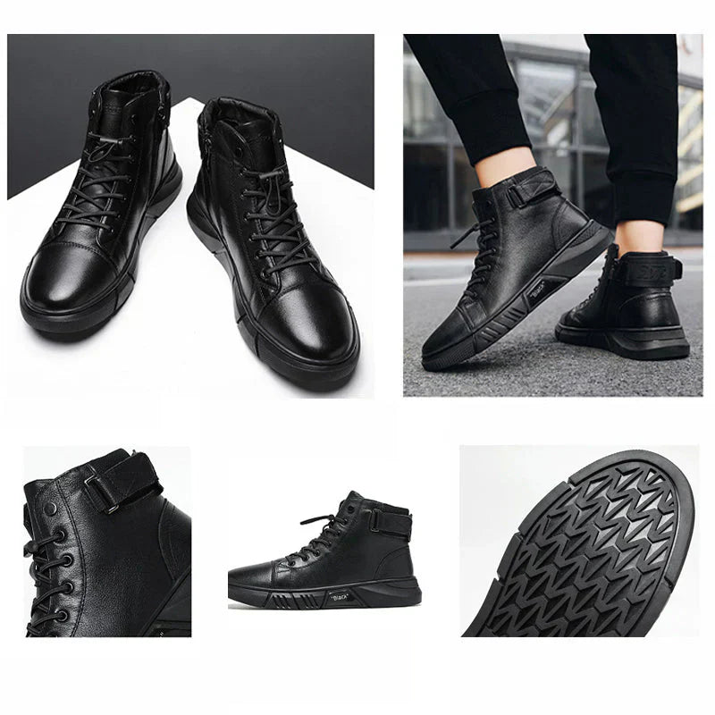 Sneaker-Stiefel – Schwarz – Reißverschluss – Hohe Sneakers – Herrenschuhe-HauteBerlin