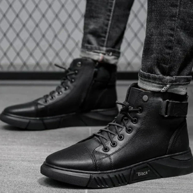 Sneaker-Stiefel – Schwarz – Reißverschluss – Hohe Sneakers – Herrenschuhe-HauteBerlin