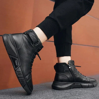 Sneaker-Stiefel – Schwarz – Reißverschluss – Hohe Sneakers – Herrenschuhe-HauteBerlin