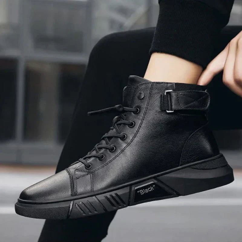Sneaker-Stiefel – Schwarz – Reißverschluss – Hohe Sneakers – Herrenschuhe-HauteBerlin