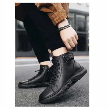 Sneaker-Stiefel – Schwarz – Reißverschluss – Hohe Sneakers – Herrenschuhe-HauteBerlin