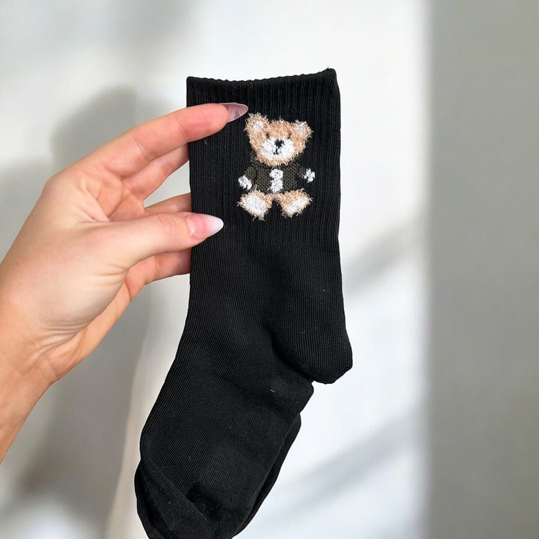 Socken Damen | Bestickt mit Bär | 5 Paar Baumwolle-HauteBerlin