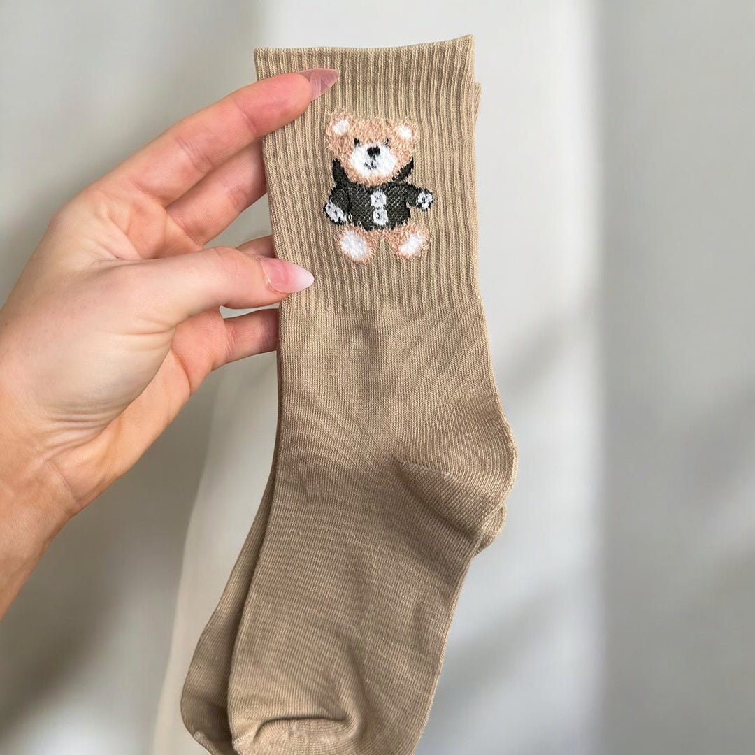 Socken Damen | Bestickt mit Bär | 5 Paar Baumwolle-HauteBerlin