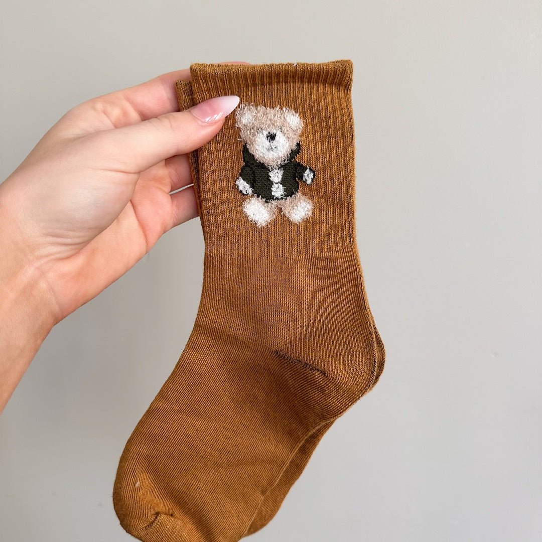 Socken Damen | Bestickt mit Bär | 5 Paar Baumwolle-HauteBerlin