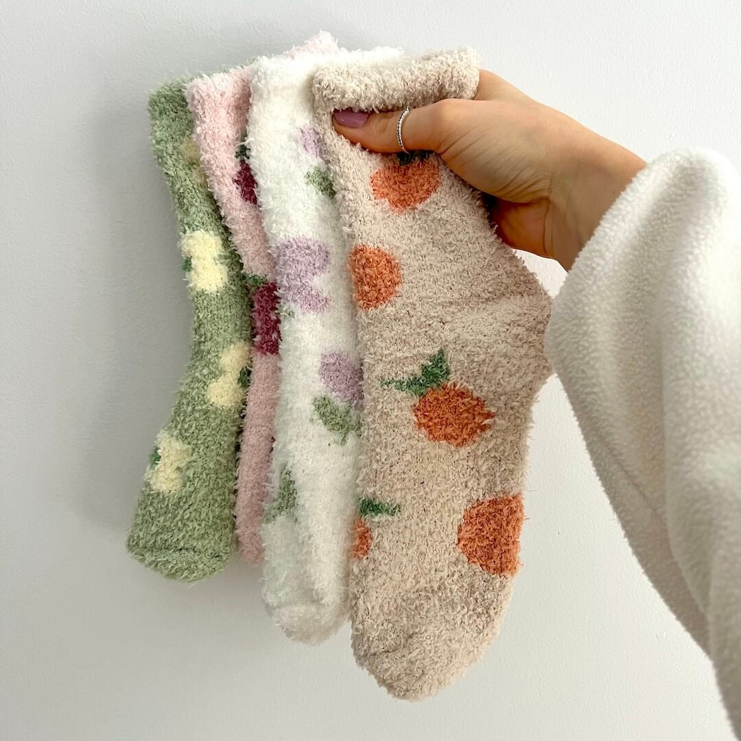 Socken Damen - Flauschig Pastell 4 Paar Weich-HauteBerlin