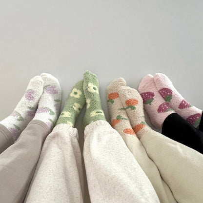 Socken Damen - Flauschig Pastell 4 Paar Weich-HauteBerlin