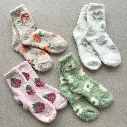 Socken Damen - Flauschig Pastell 4 Paar Weich-HauteBerlin