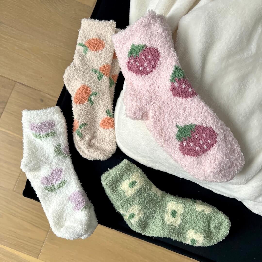 Socken Damen - Flauschig Pastell 4 Paar Weich-HauteBerlin