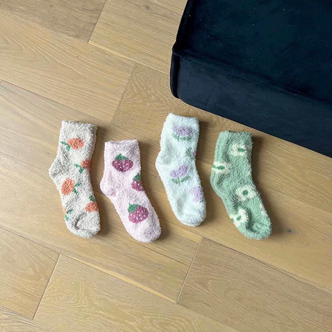 Socken Damen - Flauschig Pastell 4 Paar Weich-HauteBerlin