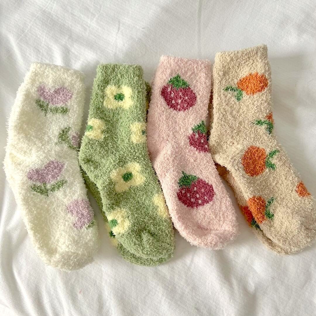 Socken Damen - Flauschig Pastell 4 Paar Weich-HauteBerlin