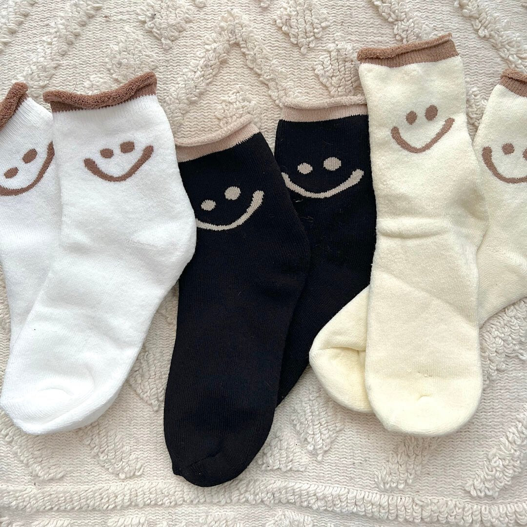 Socken Damen - Smiley Lachgesicht Baumwolle Set-HauteBerlin