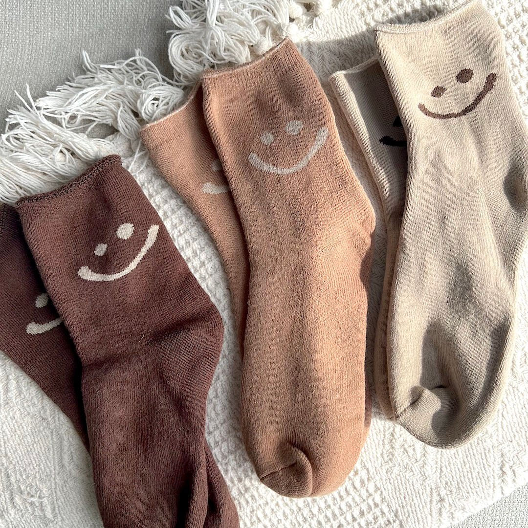 Socken Damen - Smiley Lachgesicht Baumwolle Set-HauteBerlin