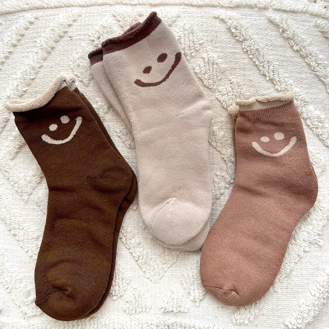 Socken Damen - Smiley Lachgesicht Baumwolle Set-HauteBerlin