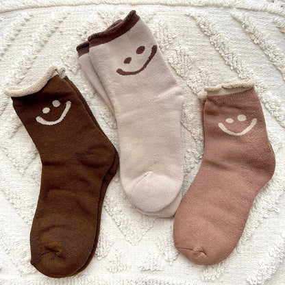 Socken Damen - Smiley Lachgesicht Baumwolle Set-HauteBerlin