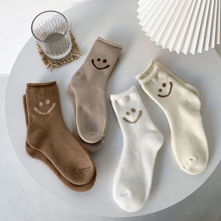 Socken Damen - Smiley Lachgesicht Baumwolle Set-HauteBerlin