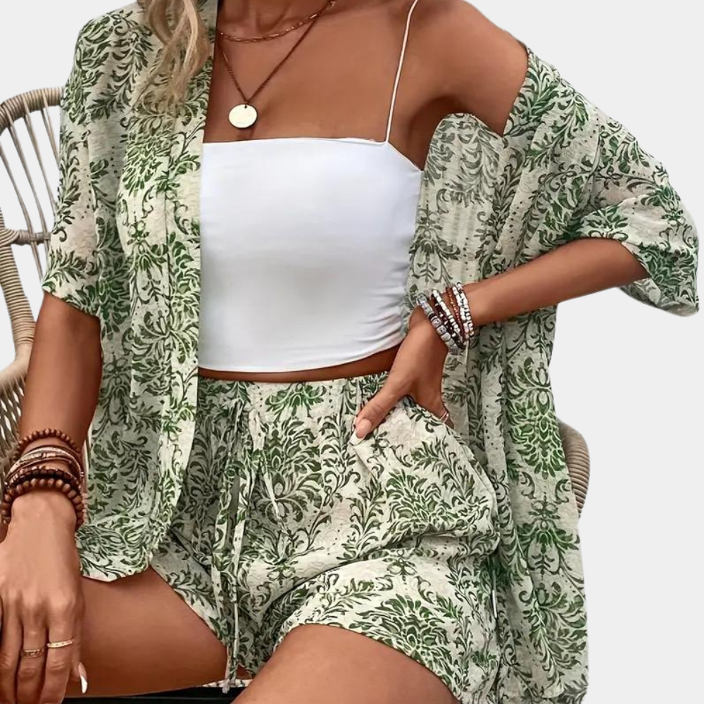 Sommer-Set für Damen – Set aus luftiger Kimono-Bluse und Shorts-HauteBerlin