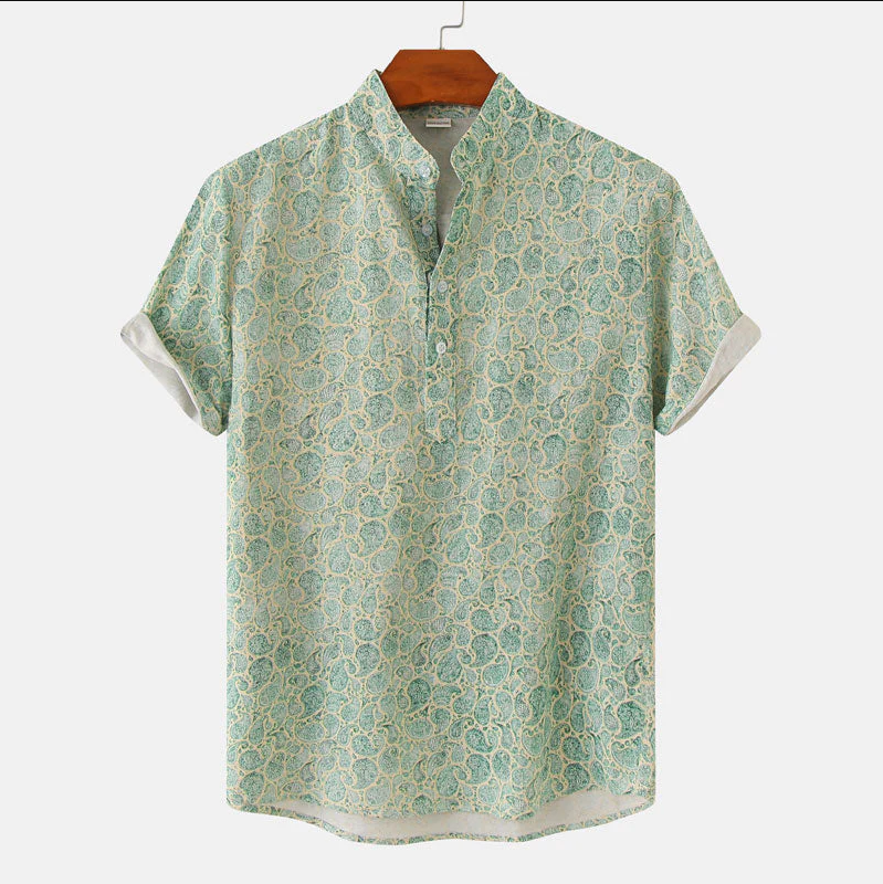 Sommerhemd – Herren-Freizeithemd mit Knöpfen und kurzen Ärmeln und Blumenmuster-HauteBerlin