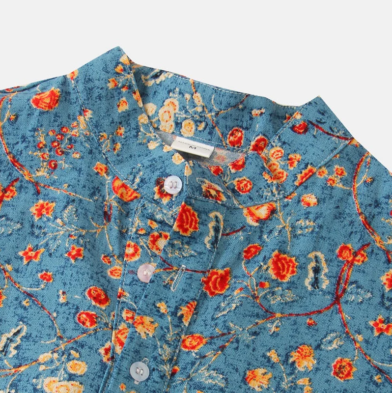 Sommerhemd – Herren-Freizeithemd mit Knöpfen und kurzen Ärmeln und Blumenmuster-HauteBerlin