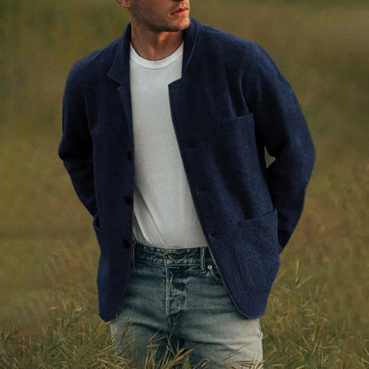 Sommerjacke | Knopfverschluss | Taschen | Strickjacke | Herrenjacke-HauteBerlin