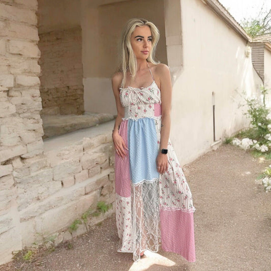 Sommerkleid Damen | Patchwork Maxi | Neckholder-HauteBerlin
