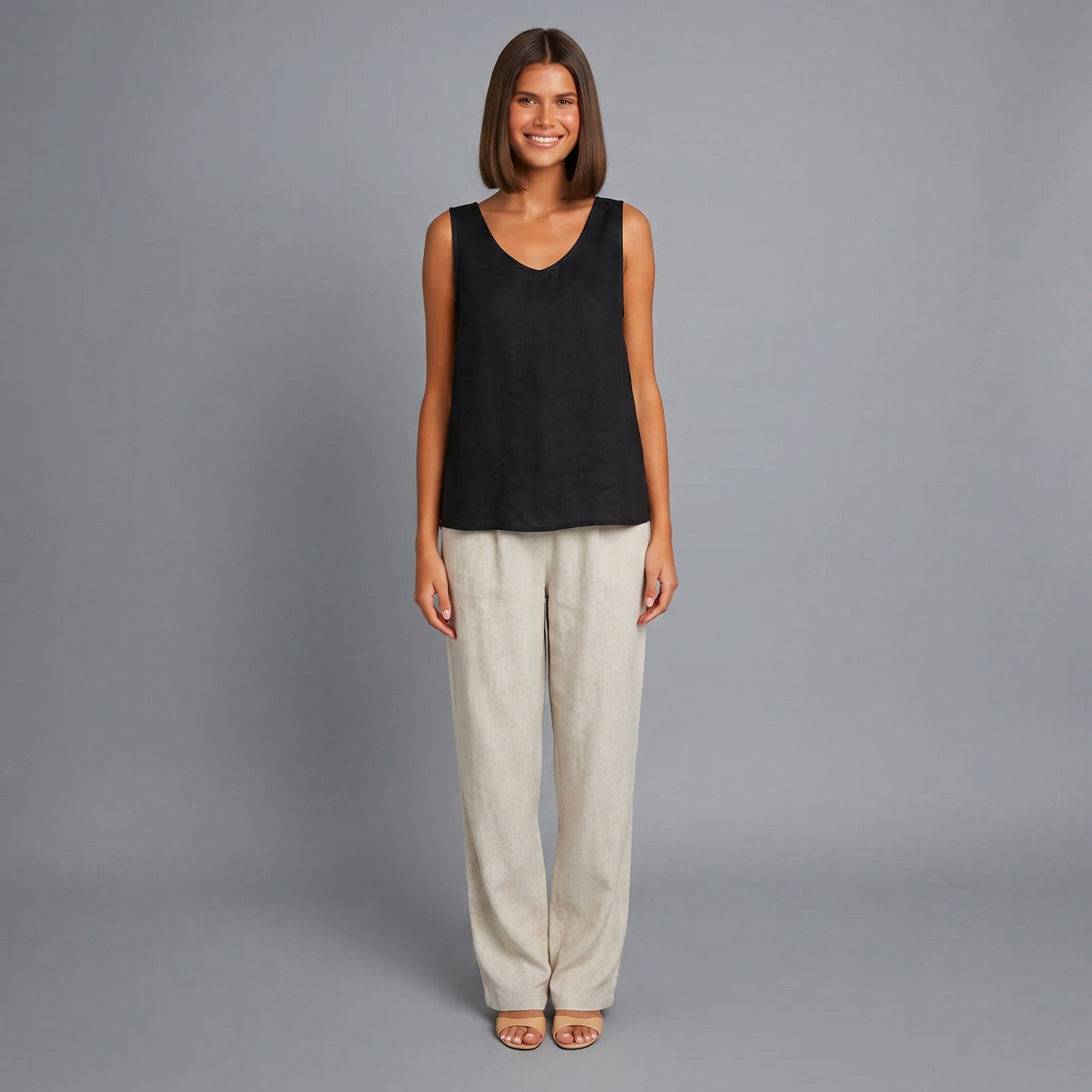Sommertop | Ärmellos | Oversized Leinen-Top-HauteBerlin