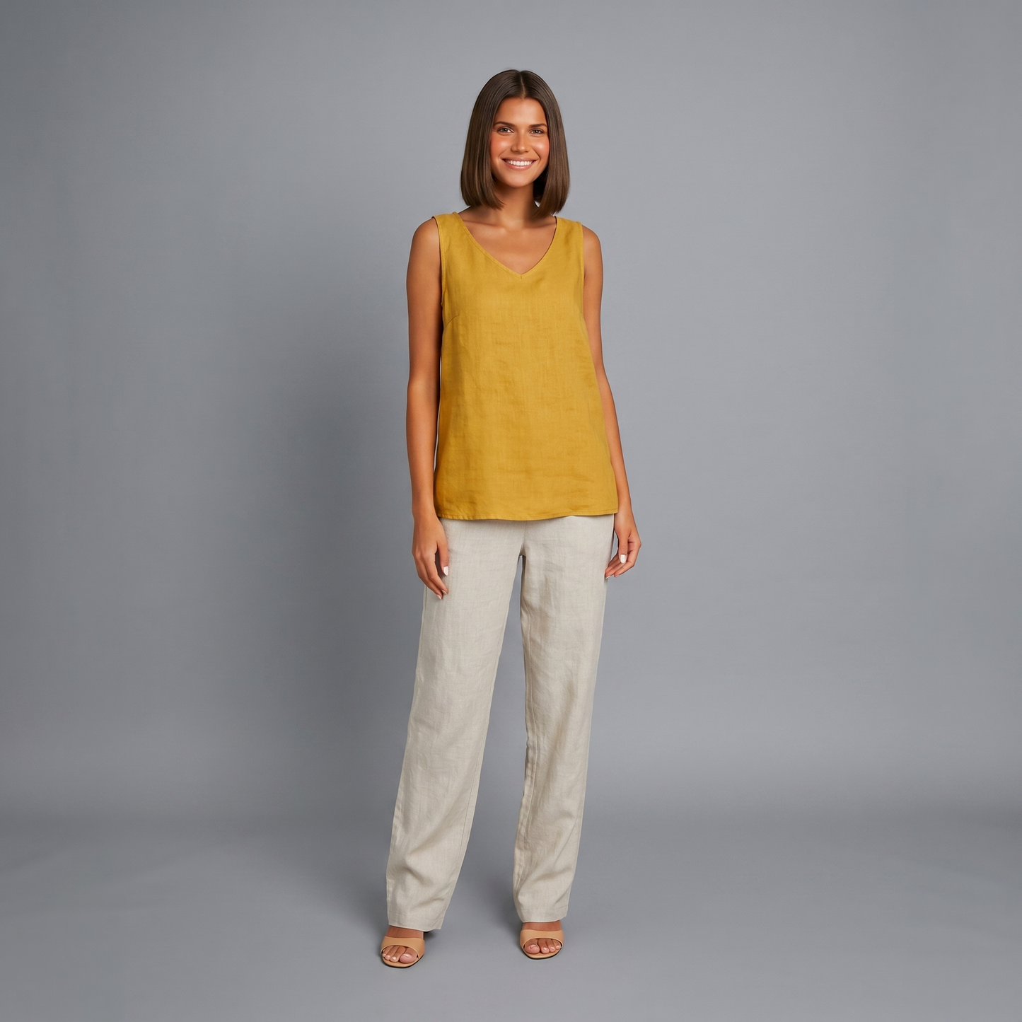 Sommertop | Ärmellos | Oversized Leinen-Top-HauteBerlin