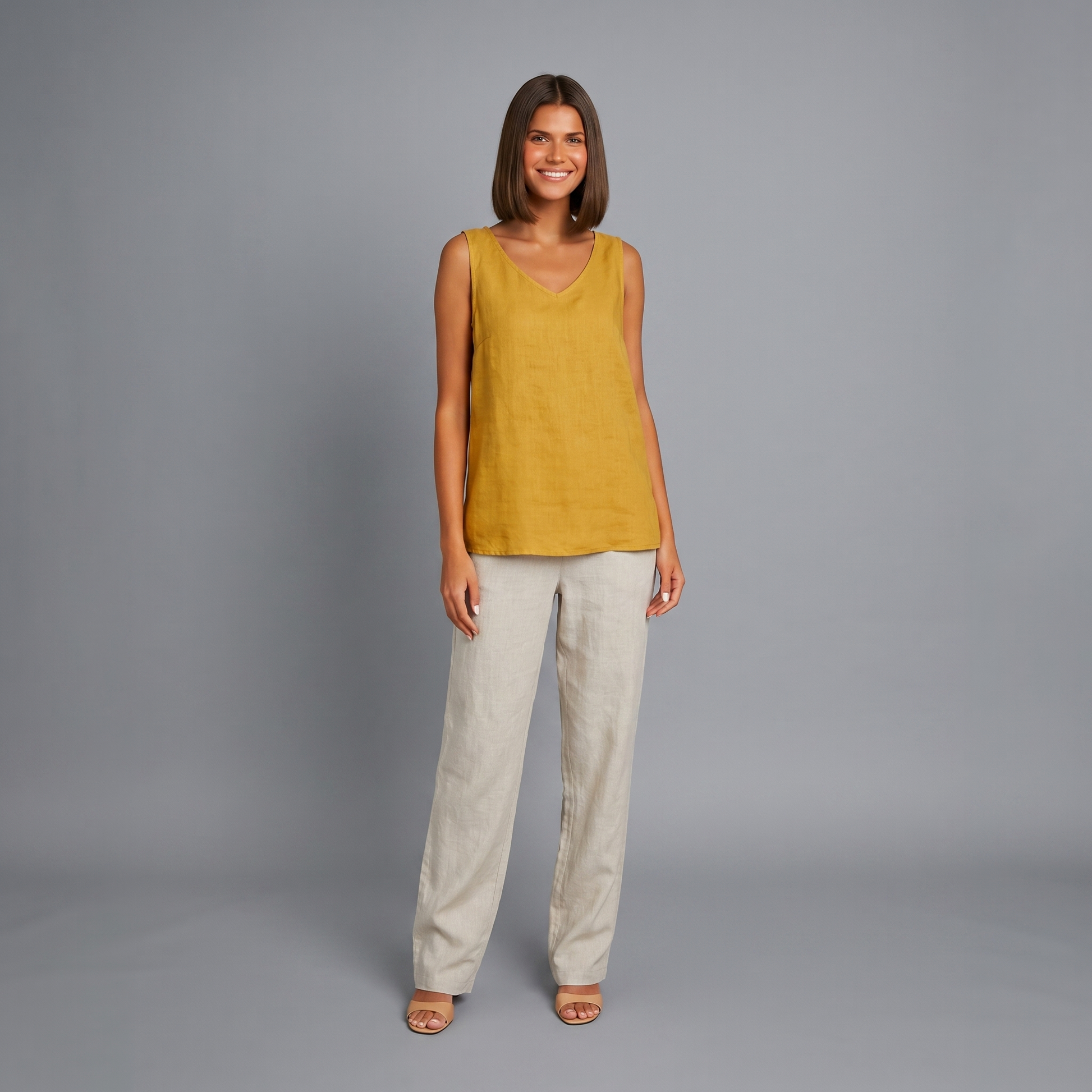 Sommertop | Ärmellos | Oversized Leinen-Top-HauteBerlin