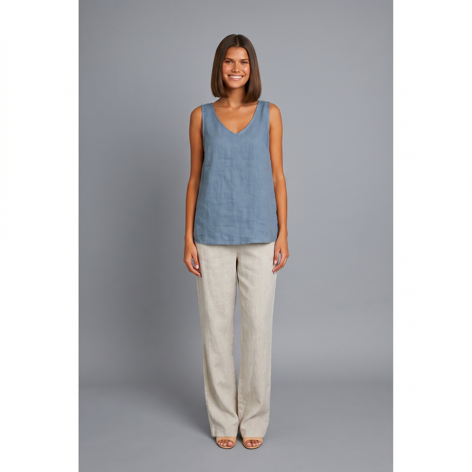 Sommertop | Ärmellos | Oversized Leinen-Top-HauteBerlin