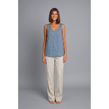 Sommertop | Ärmellos | Oversized Leinen-Top-HauteBerlin