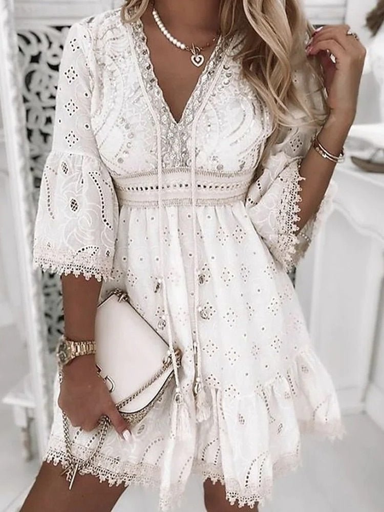 Spitzenkleid | Boho | Weite Ärmel | Minikleid | Sommerkleid-HauteBerlin
