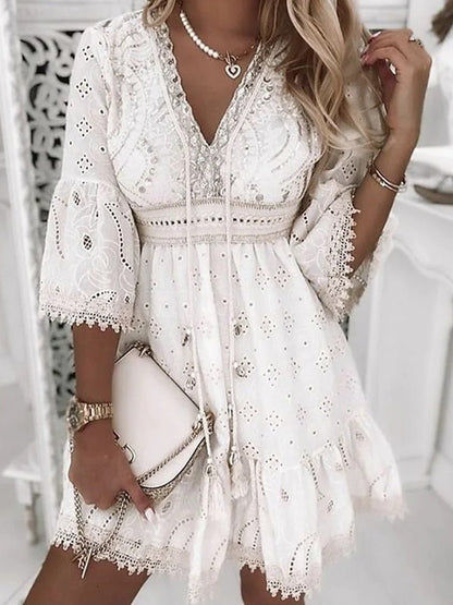 Spitzenkleid | Boho | Weite Ärmel | Minikleid | Sommerkleid-HauteBerlin