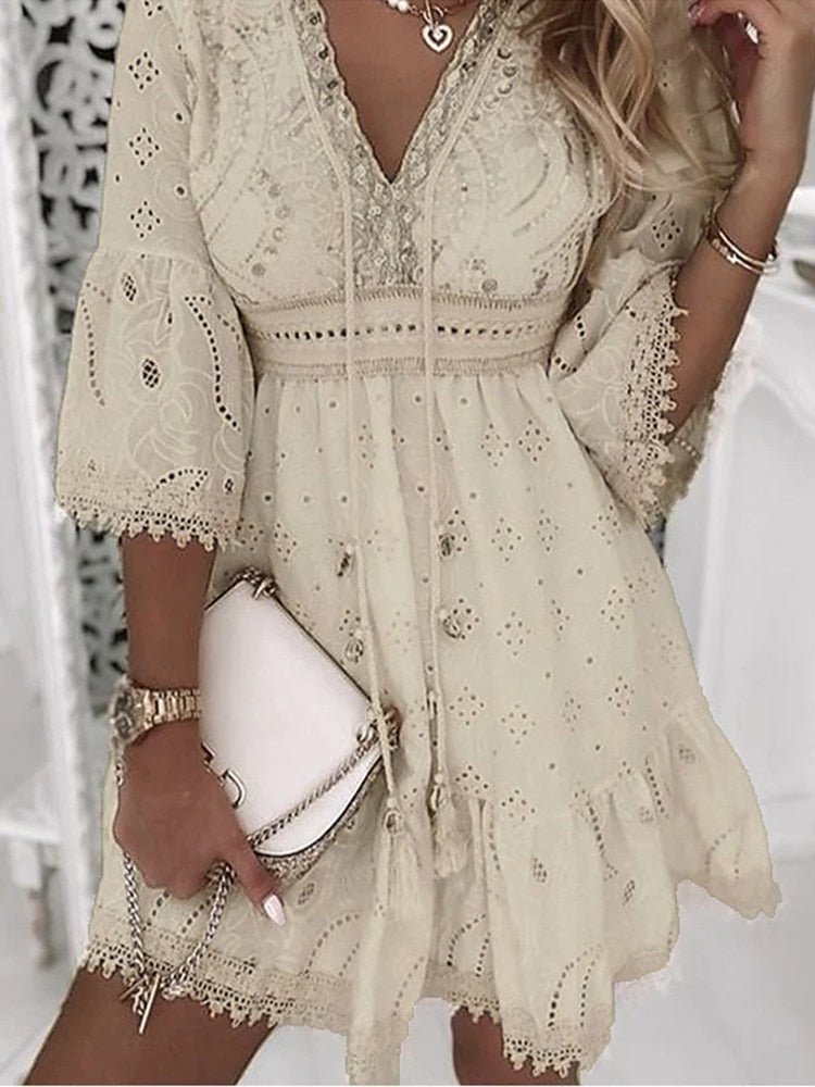 Spitzenkleid | Boho | Weite Ärmel | Minikleid | Sommerkleid-HauteBerlin