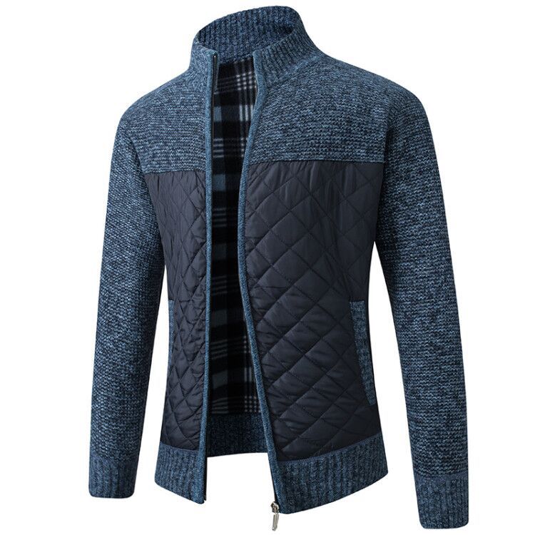Steppjacke - Herren Zip-Up Strickjacke mit Steppmuster-HauteBerlin