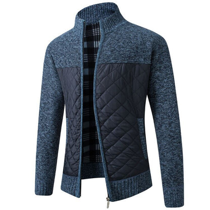 Steppjacke - Herren Zip-Up Strickjacke mit Steppmuster-HauteBerlin