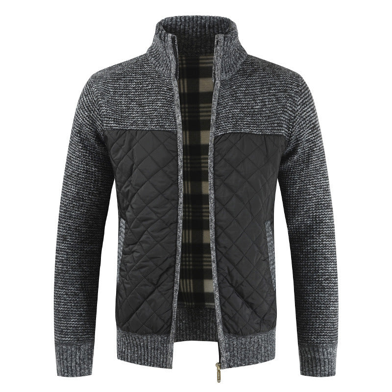 Steppjacke - Herren Zip-Up Strickjacke mit Steppmuster-HauteBerlin