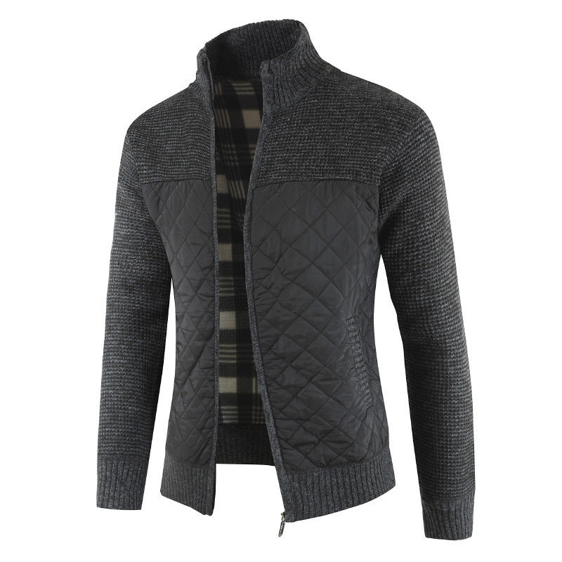 Steppjacke - Herren Zip-Up Strickjacke mit Steppmuster-HauteBerlin
