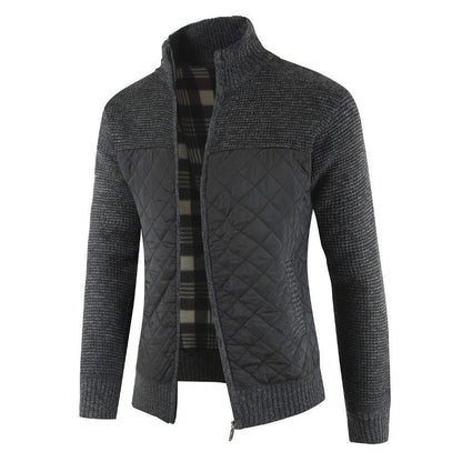Steppjacke - Herren Zip-Up Strickjacke mit Steppmuster-HauteBerlin