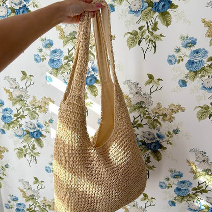 Strandtasche | Stroh Geflochten Shopper | Gefüttert Sommer-HauteBerlin