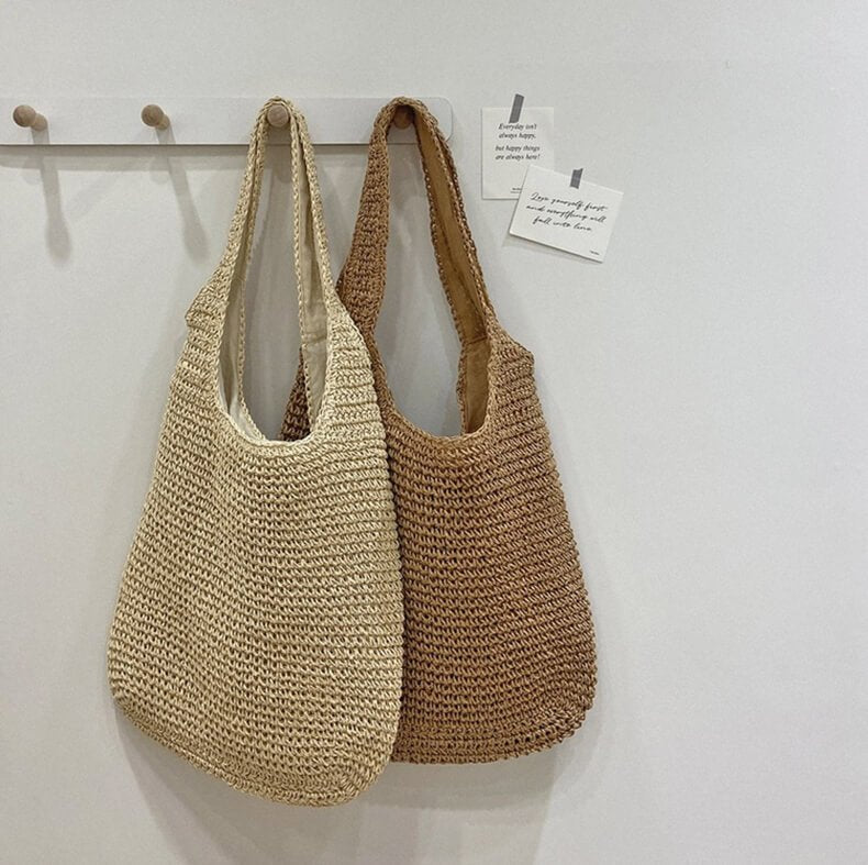 Strandtasche | Stroh Geflochten Shopper | Gefüttert Sommer-HauteBerlin