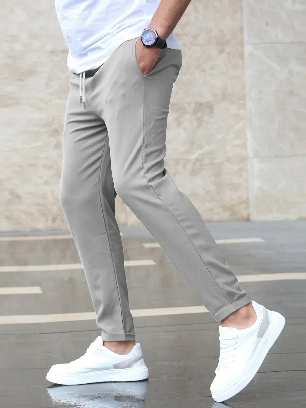 Stretch-Hose – Bequem – Kordelzug – Stretch-Chinohose – Herrenhose-HauteBerlin