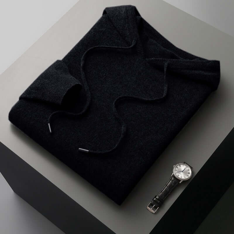 Strick-Hoodie - Herren Plain Pullover mit Kapuze-HauteBerlin