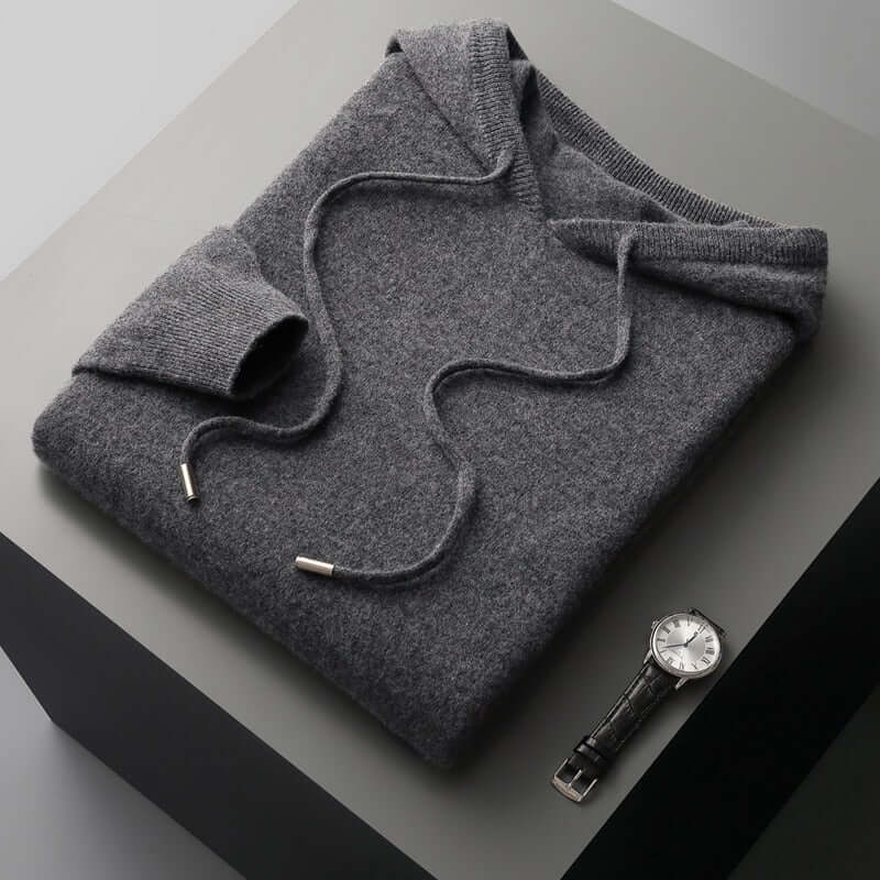 Strick-Hoodie - Herren Plain Pullover mit Kapuze-HauteBerlin
