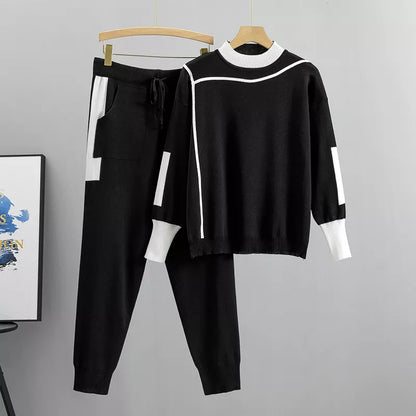 Strick-Lounge-Set - Zweiteilig - Loose Fit - Strickpullover und Hosen-Set - Loungewear für Frauen-HauteBerlin