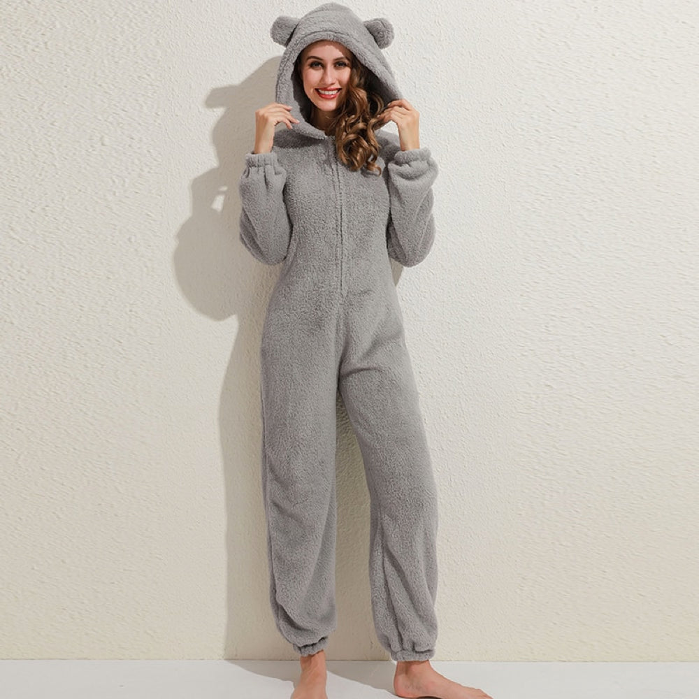 Strick-Strampler | Mit Kapuze | Mit Reißverschluss | Strampler für Erwachsene | Loungewear-HauteBerlin