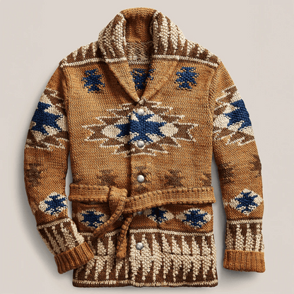 Strickjacke | Gürtel | Knopfleiste | Grobstrickjacke | Herren-Strickjacke-HauteBerlin