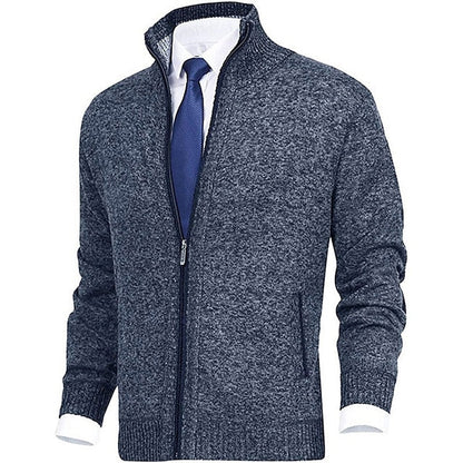 Strickjacke - Herren-Stehkragen-Zip-Strickjacke mit Taschen-HauteBerlin