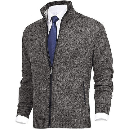 Strickjacke - Herren-Stehkragen-Zip-Strickjacke mit Taschen-HauteBerlin
