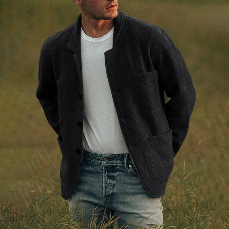 Strickjacke – Wolljacke für Herren mit Knöpfen und Taschen-HauteBerlin